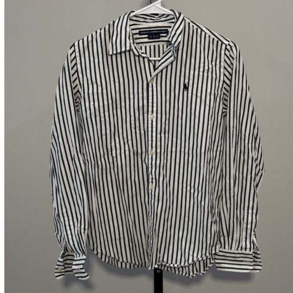 Ralph Lauren Black and White Striped Button Down Shirt